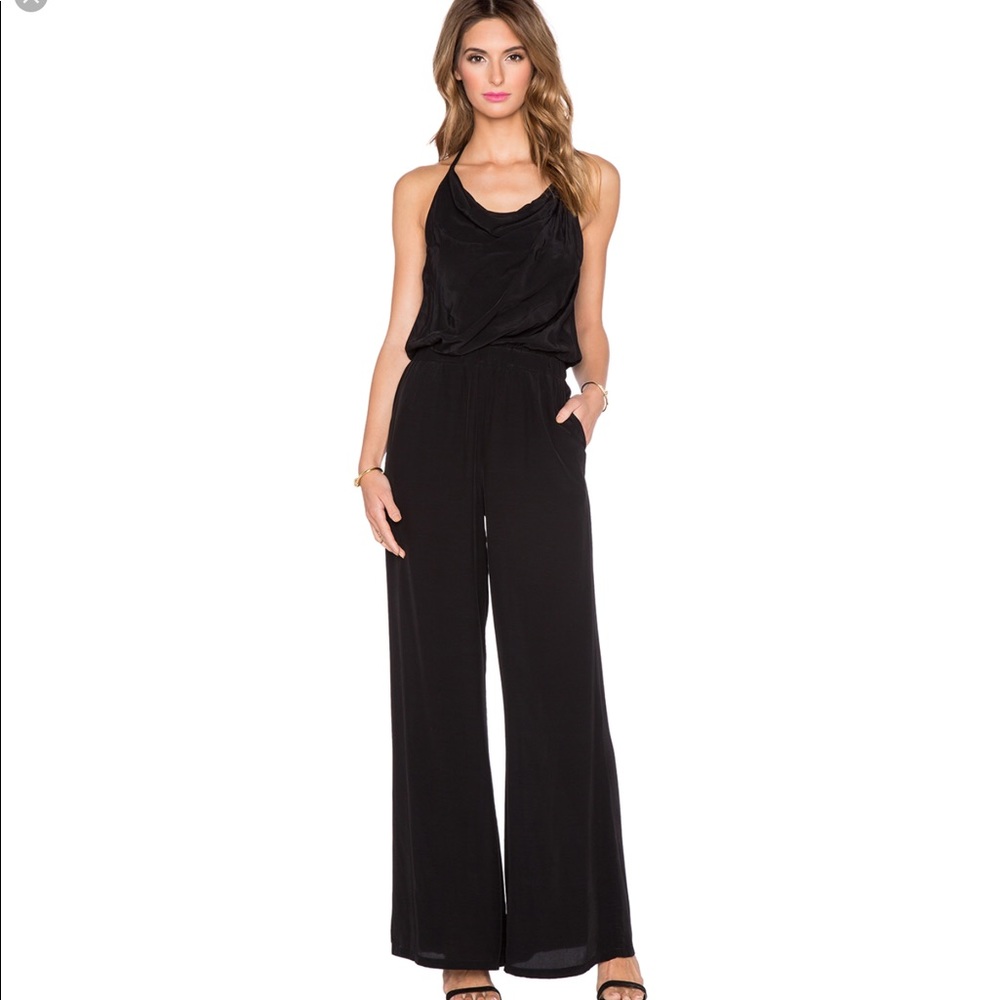Drape neck T-strap back jumpsuit